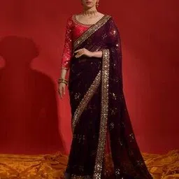 ri-wah Embellished Georgette Saree with Sequin Accent-picture-25