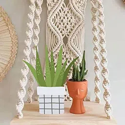 Saaz Macramé Wooden Wall Hanging Shelf |101| Modern Chic Woven Macrame Tapestries, Wall Art Home Decor, Dorm, Bedroom, Living Room, Nursery, 10" Wx 18" H (Set of 1) image 4