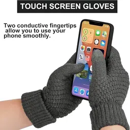 ablue clipper Winter Beanie Cap, Scarf, and Gloves Set with Faux Fur Inner Lining | Warm Knit Hat | Neck Warmer Combo | Thermal Cap and Gloves | Woolen Skull Cap for Men & Women image 2