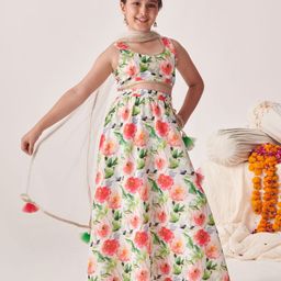 pspeaches Girls Printed Ready to Wear Lehenga & Blouse With Dupatta-picture-3