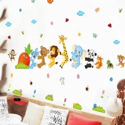 Jaamso Royals Orange & Blue Printed Self Adhesive Wall Sticker image 2