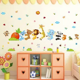 Jaamso Royals Orange & Blue Printed Self Adhesive Wall Sticker image 3