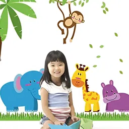 Asian royal Green & Purple Cartoon Printed Self-Adhesive Wall Sticker-image-87