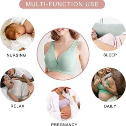 wave fashion Nursing Bras for Breastfeeding Cotton Wireless Maternity Bra Seamless Support Front Snap Padded Bralettes image 5