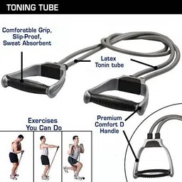 LIVOX Double Toning Tube, Resistance Tube with Push up Bar Combo Home Gym Exercise Equipment for Men and Women Gym Set for Home Workout (Multi, Pack of 3) image 2