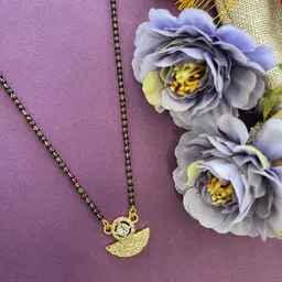 Digital Dress Room Gold-Plated White & Black AD-Studded Beaded Mangalsutra-picture-20