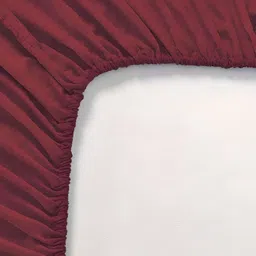 Aurave Maroon 400 TC Fitted King Bedsheet With 2 Pillow Covers image 3