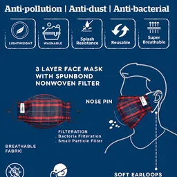 CARRIALL Unisex Pack Of 3 Assorted 3-Ply Cotton Reusable Cloth Masks image 4