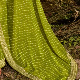 KALINI Striped Embroidered Pure Georgette Leheriya Saree image 4