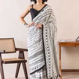 Saree mall Block Print Poly Cotton Ready To Wear Saree-picture-30