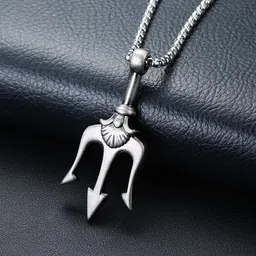 Fashion Frill Silver-Plated Stainless Steel Trident Pendant With Chain-picture-42