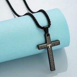 Yellow Chimes Men Silver-Plated Cross Charmed Pendant Chain-picture-1