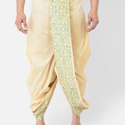 DEYANN Men Cream-Coloured & Green Printed Dhoti Pants-picture-33