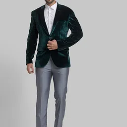 Park Avenue Men Green Solid Super Slim-Fit Single Breasted Casual Blazers-picture-34