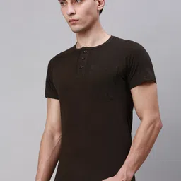 Lux Cozi Henley Neck Cotton Slim Fit T-shirt-image-44