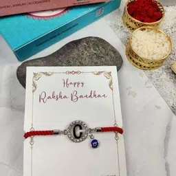 EL REGALO C Letter & Evil Eye Charm Detail Rakhi With Roli Rice image 3