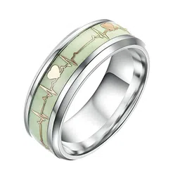 KRYSTALZ Unisex Silver-Plated Heart Beat Design Radium Ring image 4