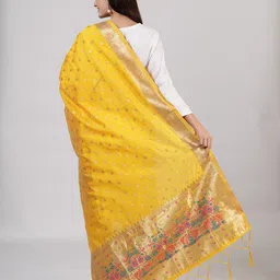 MUFFLY Ethnic Motifs Woven Designed Silk Dupatta image 5
