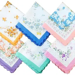 aenon fashion is my passion Piece Women's 100% Cotton Cut Work Bordar Floral Pattern Handkerchief/Ladies Hankies (Size_30CM X 30CM) image 5