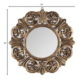 VAS collection home Floral Patterned Wooden Frame Wall Mirror image 5