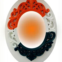 VAS collection home Tri-Colored Floral Patterned Wooden Wall Mirror-picture-49