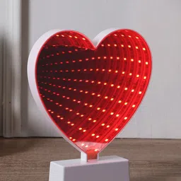 TAYHAA White Heart Shaped LED Light With Rose Tinted Mirror image 2