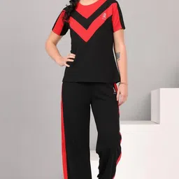 zicada Women's Workout tshirt & Pant | yoga wear | Workout Set | Co-ord Set For Girls & Womens Outfits Round neck Crop Basic Top Cropped Wide Leg pants Set Jumpsuits Tshirt Pant Co-ords Set image 2