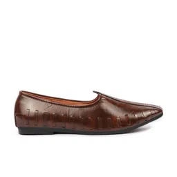FAUSTO Men Brown Solid Mojaris image 3