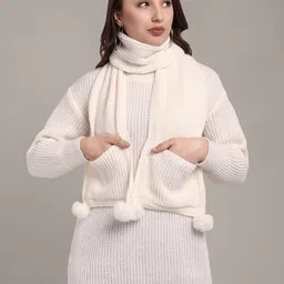 iki chic Women Ribbed Woollen Pullover Sweater With Muffler-image-78