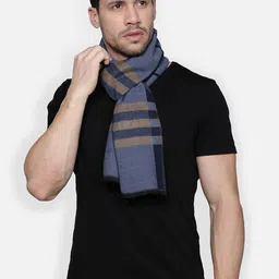 Alvaro Castagnino Men Blue & Beige Checked Muffler-picture-12