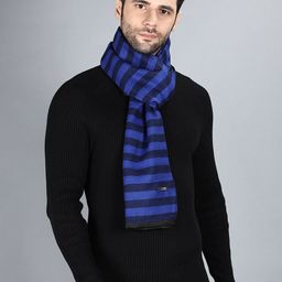 Alvaro Castagnino Men Navy Blue & Black Striped Merino Wool Muffler-picture-20