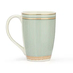 JCPL White & Green Set of 2 Printed Ceramic Glossy Mugs 440 ml Each image 3