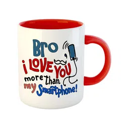 ARTBUG Red & White Typography Printed Ceramic Glossy Mug 350 ml image 3