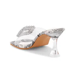 DressBerry White Embellished Open Toe Block Heels image 2