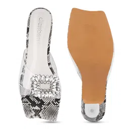 DressBerry White Embellished Open Toe Block Heels image 4