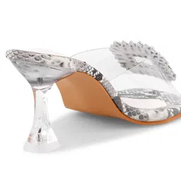 DressBerry White Embellished Open Toe Block Heels image 5