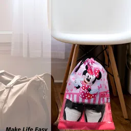 Kuber Industries Pink & Black Set Of 18 Minnie & Mickey Mouse Printed Shoe Organizers image 5