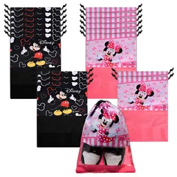 Kuber Industries Pink & Black Set Of 18 Minnie & Mickey Mouse Printed Shoe Organizers image 2