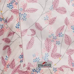 FABINALIV Pink Floral Cotton Blend King Fitted Double Bedsheet with 2 Pillow Covers image 5