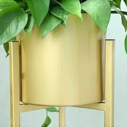 homedeco HOME DECO® Modern Metal Floor Flower Stands Planter for Living Room Bedroom Display Plant Stand Tall Indoor Plant Stand with Planter Pot -Set of 3 gold with gamla printed pots image 4