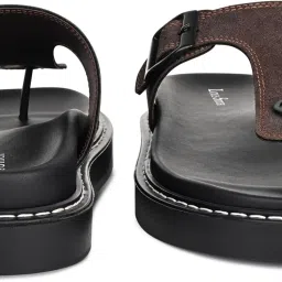 louis stitch Brown Comfortable Men’s Sandals | Lightweight Casual T-Strap Slip-On Sandals| Everyday Wear Sandals with PU Cushion Sole | LSOF-20-BB | UK-7 image 4
