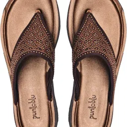 puntoblu Women's Ethnic Flat Slip-on Slippers | Cushioned Footbed | Anti Skid| Lightweight image 3