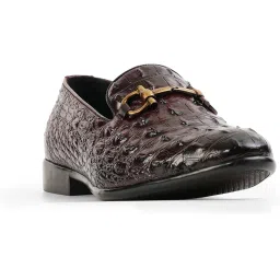monkstory Horsebit Exotic Scale Textured Slip-Ons – Burgundy image 3