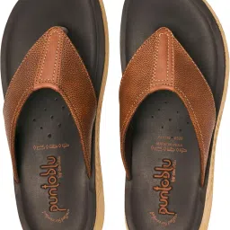 puntoblu Men's Casual Flat Slip-on Slippers | Cushioned Footbed | Anti Skid | Lightweight (PU5526-TAN-42) image 4