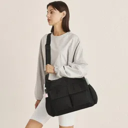 vodiu Canvas Messenger Bag Large Hobo Crossbody Bag with Multiple Pockets For Women And Men Shoulder Tote Bag For School image 2