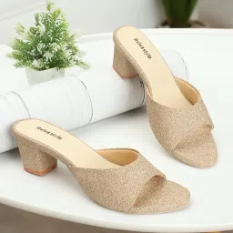 aviva style Women's Glitter Block Heel Sandals | Ideal for Weddings, Events & Everyday Fashion image 2