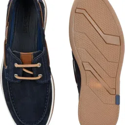 overdrive Suede Casual Leather Boat Shoes for Men with Lace ups and TPR Sole image 2