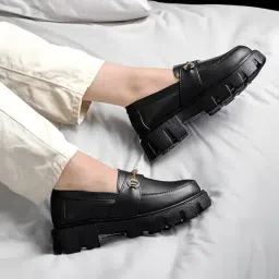 strasse paris Smart Casual Buckle Detailed Loafers for Women & Girls image 2