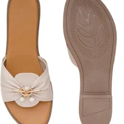 nzs Women’s Slip-On Flat Sandals with Gold Chain Detail || Stylish Comfort Slides for Casual & Party Footwear image 5