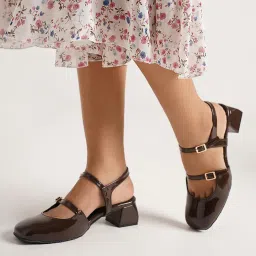 jm looks Women's Mary Jane Pumps, Chunky Low Block Heel, Double Adjustable Ankle Buckle Straps for Women & Girls image 3